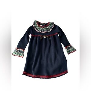 FOQUE sz 6 NAVY BLUE KNITTED WOOL DRESS